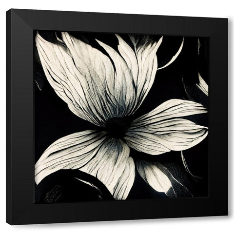 B010 Flowers Black White Black Modern Wood Framed Art Print by Heere, Ray