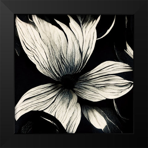 B010 Flowers Black White Black Modern Wood Framed Art Print by Heere, Ray
