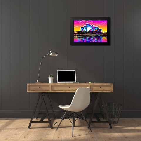 C002 Colorful Cityview Sidney Opera House Black Modern Wood Framed Art Print by Heere, Ray