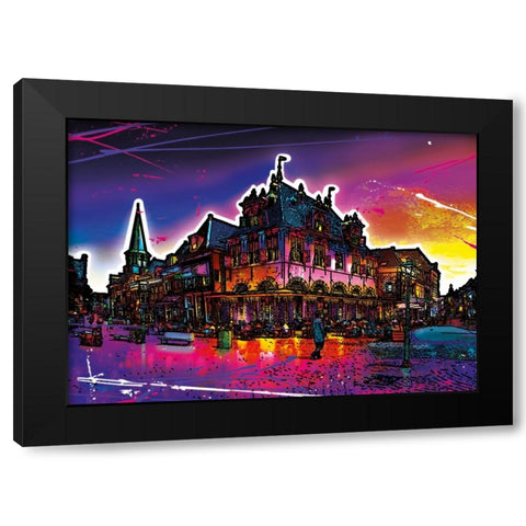 C004 Colorful Cityview Of Dutch City Of Hoorn Black Modern Wood Framed Art Print with Double Matting by Heere, Ray
