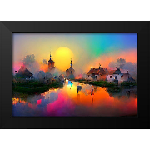 D001 Medieval Landscapes Black Modern Wood Framed Art Print by Heere, Ray