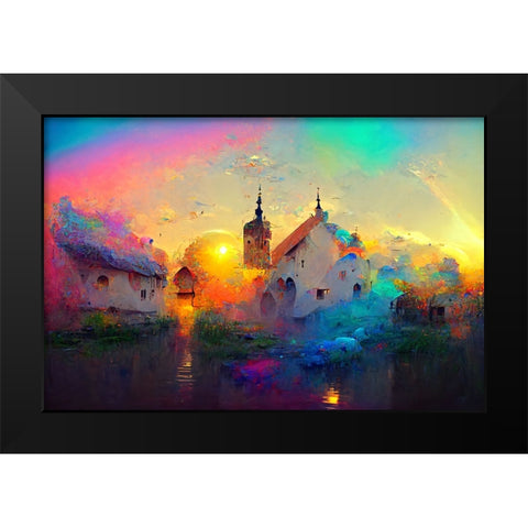 D002 Medieval Landscapes Black Modern Wood Framed Art Print by Heere, Ray