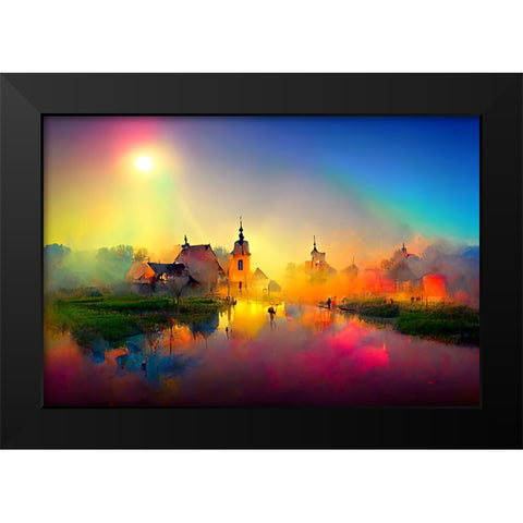 D004 Medieval Landscapes Black Modern Wood Framed Art Print by Heere, Ray