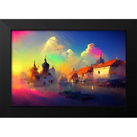 D005 Medieval Landscapes Black Modern Wood Framed Art Print by Heere, Ray