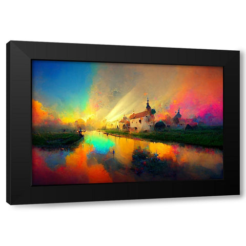 D007 Medieval Landscapes Black Modern Wood Framed Art Print by Heere, Ray