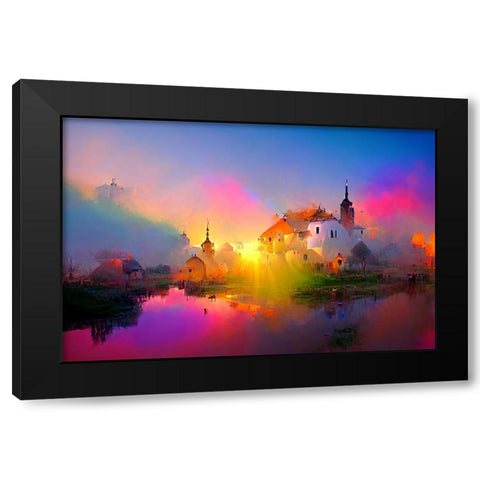 D008 Medieval Landscapes Black Modern Wood Framed Art Print with Double Matting by Heere, Ray