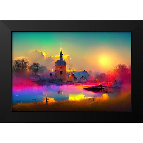 D009 Medieval Landscapes Black Modern Wood Framed Art Print by Heere, Ray