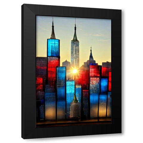 E001 New York Black Modern Wood Framed Art Print with Double Matting by Heere, Ray