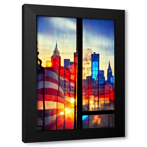 E002 New York Black Modern Wood Framed Art Print with Double Matting by Heere, Ray