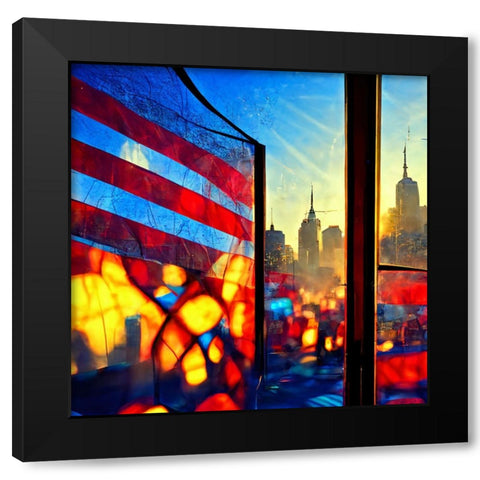 E005 New York Black Modern Wood Framed Art Print with Double Matting by Heere, Ray