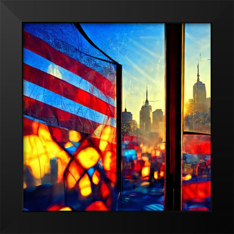 E005 New York Black Modern Wood Framed Art Print by Heere, Ray