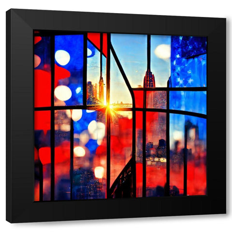 E007 New York Black Modern Wood Framed Art Print with Double Matting by Heere, Ray