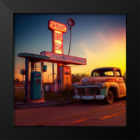 F001 Route 66 Black Modern Wood Framed Art Print by Heere, Ray