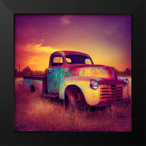 F005 Route 66 Black Modern Wood Framed Art Print by Heere, Ray