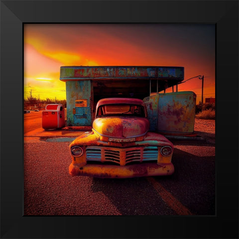 F006 Route 66 Black Modern Wood Framed Art Print by Heere, Ray