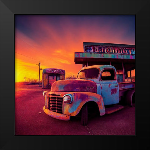 F007 Route 66 Black Modern Wood Framed Art Print by Heere, Ray