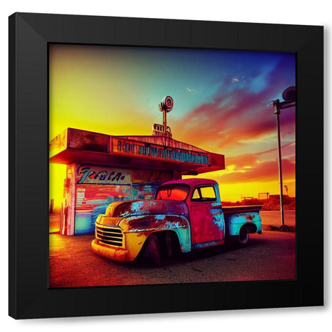 F009 Route 66 Black Modern Wood Framed Art Print by Heere, Ray