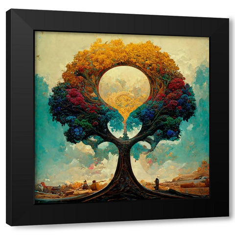 A012 Tree Of Life Black Modern Wood Framed Art Print with Double Matting by Heere, Ray