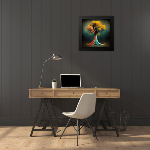 A013 Tree Of Life Black Modern Wood Framed Art Print by Heere, Ray