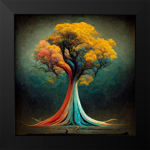 A013 Tree Of Life Black Modern Wood Framed Art Print by Heere, Ray