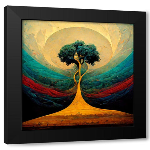 A014 Tree Of Life Black Modern Wood Framed Art Print by Heere, Ray