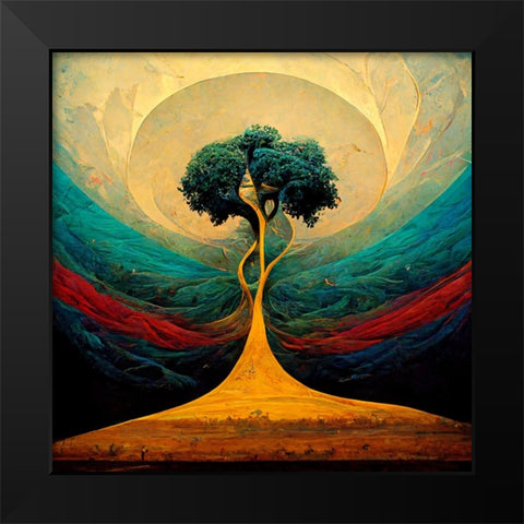 A014 Tree Of Life Black Modern Wood Framed Art Print by Heere, Ray