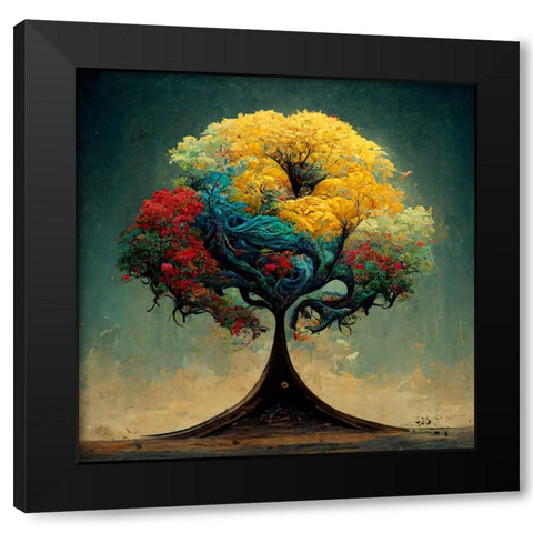 A016 Tree Of Life Black Modern Wood Framed Art Print with Double Matting by Heere, Ray