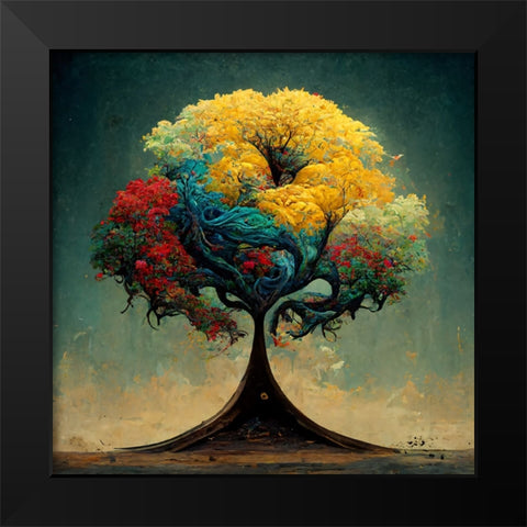 A016 Tree Of Life Black Modern Wood Framed Art Print by Heere, Ray