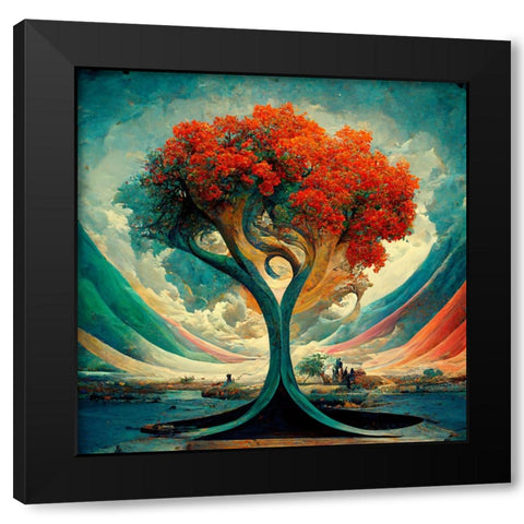A018 Tree Of Life Black Modern Wood Framed Art Print with Double Matting by Heere, Ray