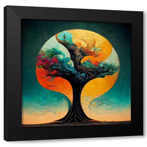 A019 Tree Of Life Black Modern Wood Framed Art Print with Double Matting by Heere, Ray