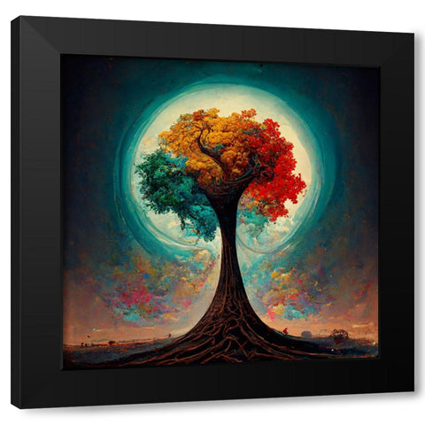 A020 Tree Of Life Black Modern Wood Framed Art Print by Heere, Ray