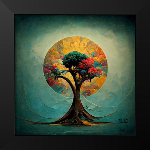 A021 Tree Of Life Black Modern Wood Framed Art Print by Heere, Ray