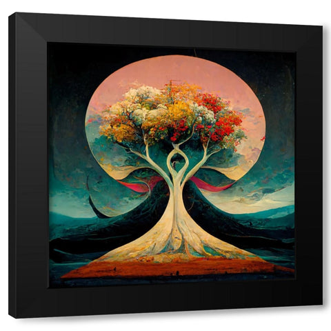 A022 Tree Of Life Black Modern Wood Framed Art Print with Double Matting by Heere, Ray