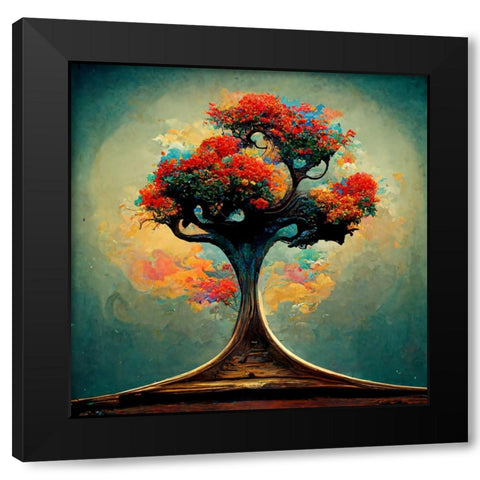 A023 Tree Of Life Black Modern Wood Framed Art Print by Heere, Ray