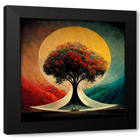 A024 Tree Of Life Black Modern Wood Framed Art Print by Heere, Ray
