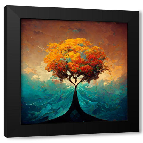 A025 Tree Of Life Black Modern Wood Framed Art Print with Double Matting by Heere, Ray