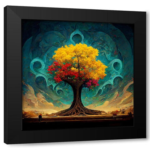 A026 Tree Of Life Black Modern Wood Framed Art Print with Double Matting by Heere, Ray