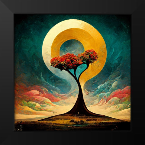 A027 Tree Of Life Black Modern Wood Framed Art Print by Heere, Ray