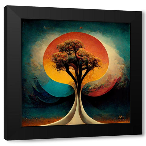 A028 Tree Of Life Black Modern Wood Framed Art Print by Heere, Ray