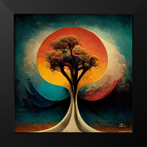 A028 Tree Of Life Black Modern Wood Framed Art Print by Heere, Ray