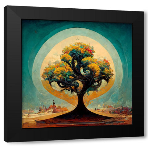 A031 Tree Of Life Black Modern Wood Framed Art Print by Heere, Ray
