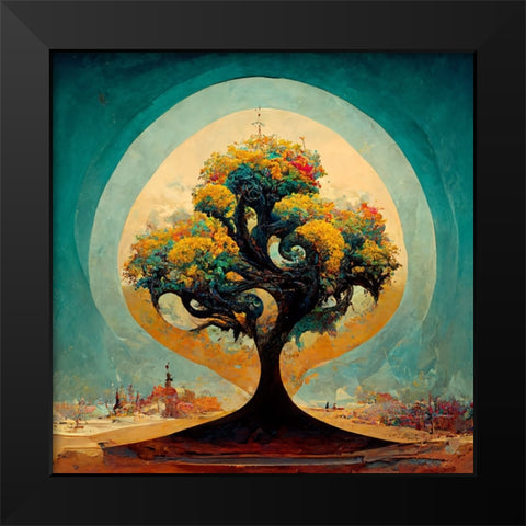 A031 Tree Of Life Black Modern Wood Framed Art Print by Heere, Ray