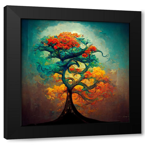 A033 Tree Of Life Black Modern Wood Framed Art Print by Heere, Ray