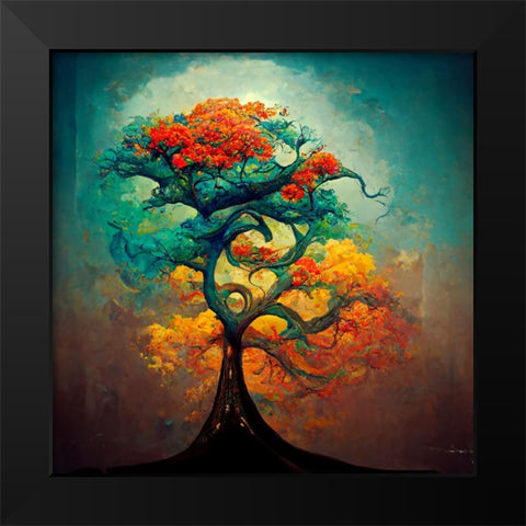 A033 Tree Of Life Black Modern Wood Framed Art Print by Heere, Ray
