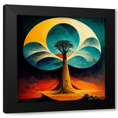 A034 Tree Of Life Black Modern Wood Framed Art Print with Double Matting by Heere, Ray