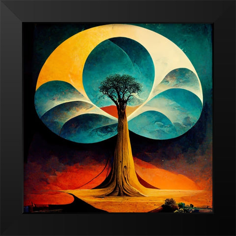 A034 Tree Of Life Black Modern Wood Framed Art Print by Heere, Ray