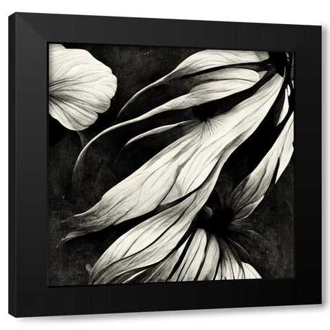 B011 Flowers Black White Black Modern Wood Framed Art Print by Heere, Ray