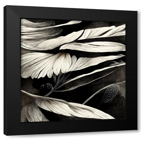 B012 Flowers Black White Black Modern Wood Framed Art Print with Double Matting by Heere, Ray