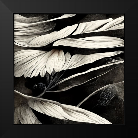 B012 Flowers Black White Black Modern Wood Framed Art Print by Heere, Ray