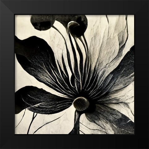 B014 Flowers Black White Black Modern Wood Framed Art Print by Heere, Ray
